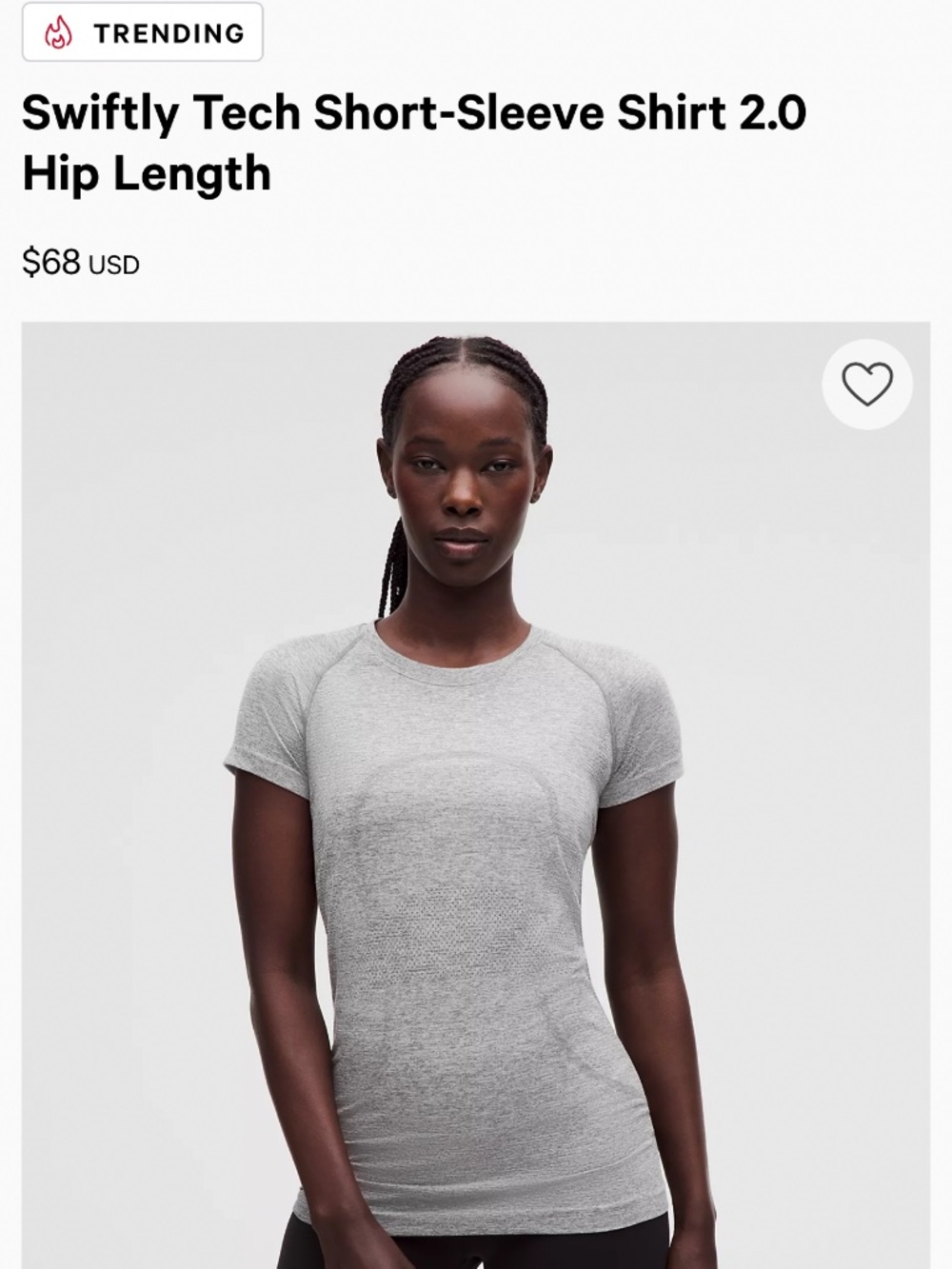 Lululemon Swiftly Tech Short Sleeve 2.0 Size 14 Gray